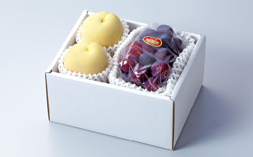 岡山県産 岡山白桃 エース 2Lサイズ 約250g×2玉･ニューピオーネ 約500g×1房 詰合せ