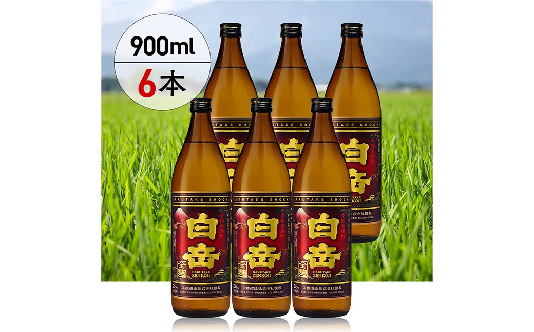 球磨焼酎「白岳全麹900ml」6本