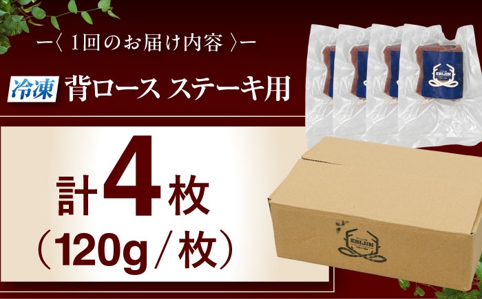 背ロース 120g×4枚 北海道 ジビエ 鹿 ロース ステーキ ステーキ用 赤身 冷凍 冷凍配送 定期便