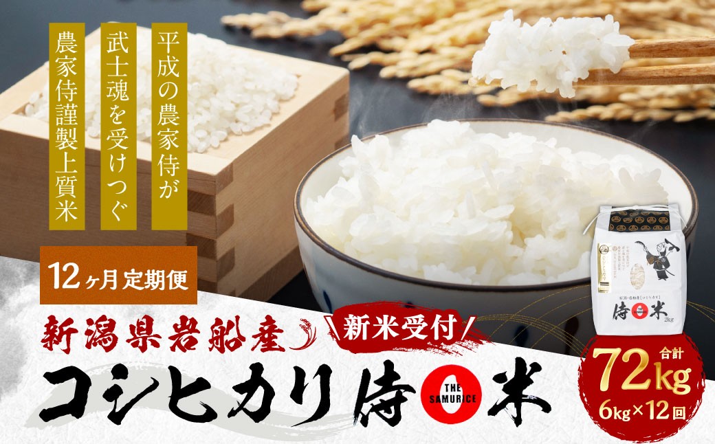 【定期便 12ヶ月】新潟県岩船産 コシヒカリ 精米 6kg（2kg×3個セット）