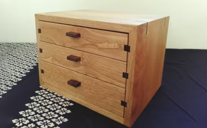 【栗 無垢材】 3段 小物収納ケース 引き出し型 | MIYABI WOODWORKS