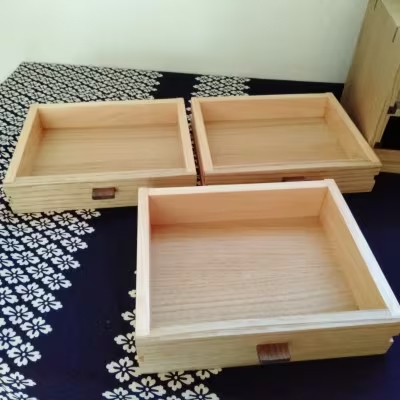 【栗 無垢材】 3段 小物収納ケース 引き出し型 | MIYABI WOODWORKS