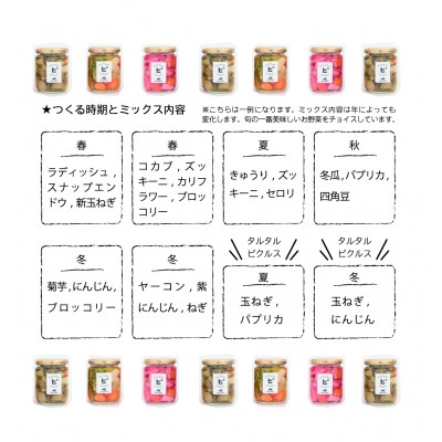 【能勢特産】《農家手づくり》おつまみ感覚 旬野菜のミックスピクルス おまかせ 4本セット | べじたぶるぱーく株式会社