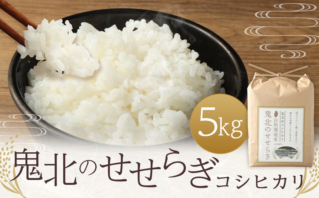 【令和6年産】 自然環境米 鬼北のせせらぎ（コシヒカリ） 5kg 米 お米 【えひめの町（超）推し！（鬼北町）】（391-1）
