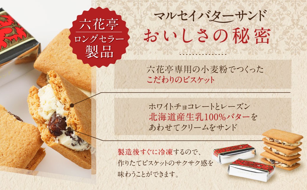 【六花亭】ひんやりサクサク食感！ 冷凍 マルセイバターサンド 24個入