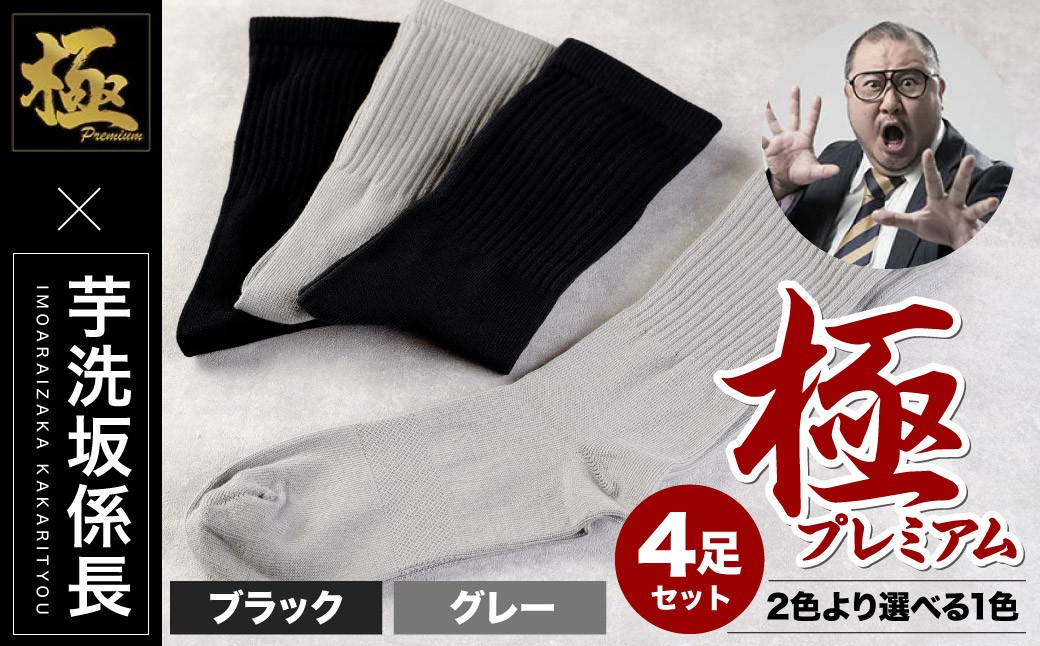 【選べるカラー】【25-27cm】 ｢極プレミアム｣ 先丸ソックス 2足組（同色）2セット 計4足