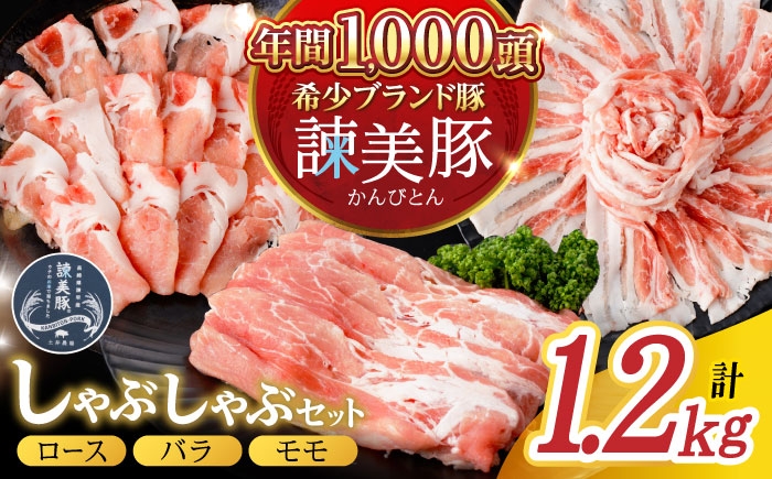 諫美豚 豚肉 しゃぶしゃぶ用 計1.2kg（ロース600g・バラ300g・モモ300g）
