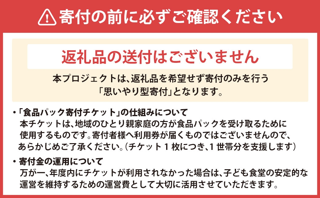 ひとり親家庭応援 食品パック 寄付チケット 1000世帯分