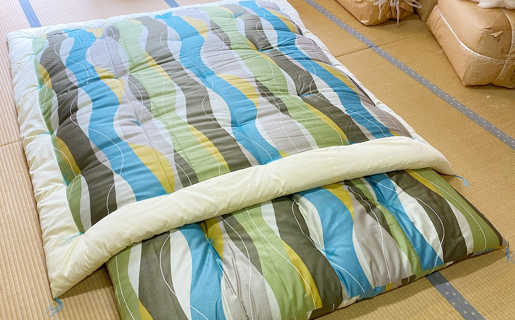 布団屋が作った綿100％の掛け・敷き布団セット (ダブル) ／ 4種から選べる ピンク ブルー 