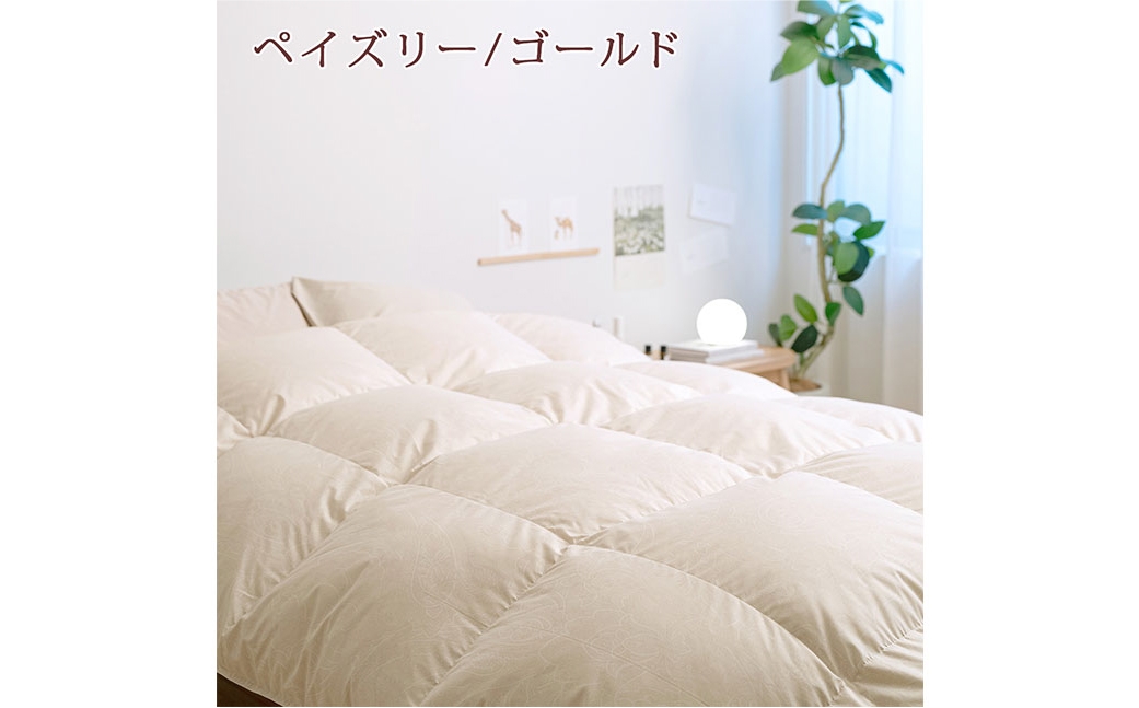 羽毛布団 シングル ペイズリー/ゴールド