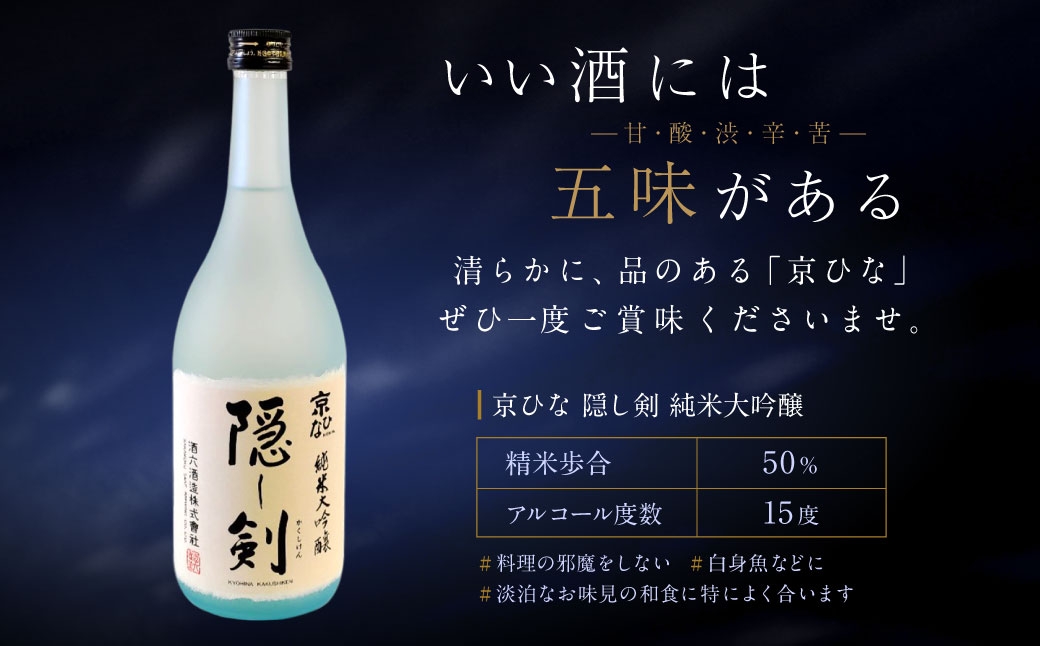 京ひな 隠し剣 純米大吟醸 720ml【えひめの町（超）推し！（内子町）】(407-1)