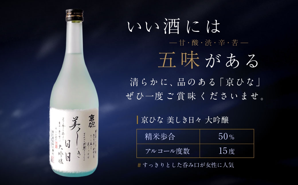 京ひな 美しき日々大吟醸 720ml【えひめの町（超）推し！（内子町）】(406-1)