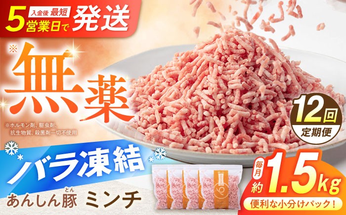 あんしん豚のミンチ肉がお皿に盛りつけられています。小分けパックの為、毎回必要な分だけお料理に使えます。入金後最短5営業日で発送！