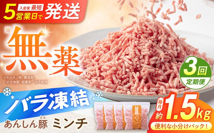 あんしん豚のミンチ肉がお皿に盛りつけられています。小分けパックの為、毎回必要な分だけお料理に使えます。入金後最短5営業日で発送！