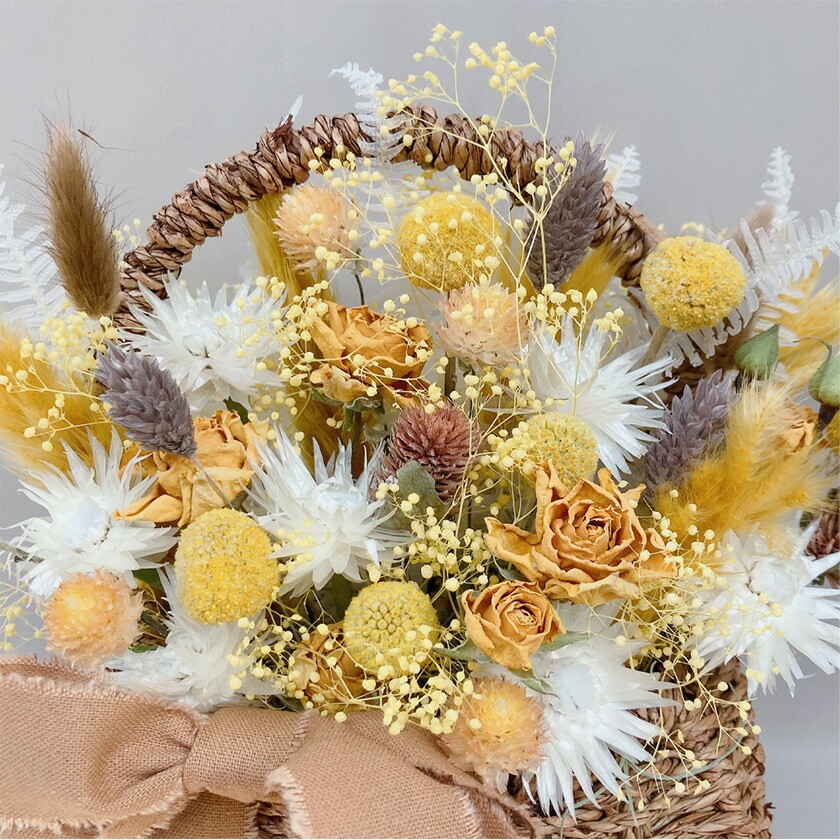 【黄・緑系】バスケットアレンジ Mサイズ