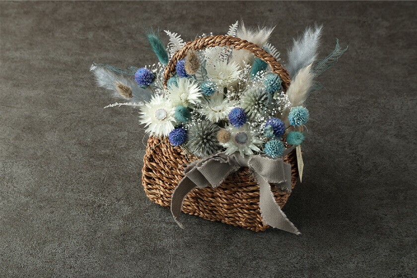 【青・白系】バスケットアレンジ Mサイズ