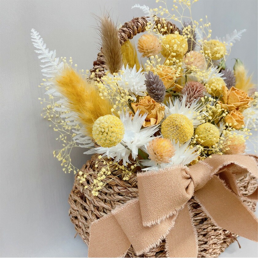 【黄・緑系】バスケットアレンジ Mサイズ