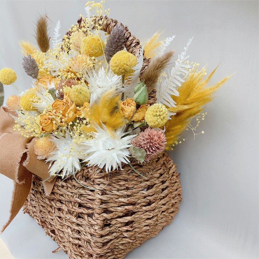 【黄・緑系】バスケットアレンジ Mサイズ