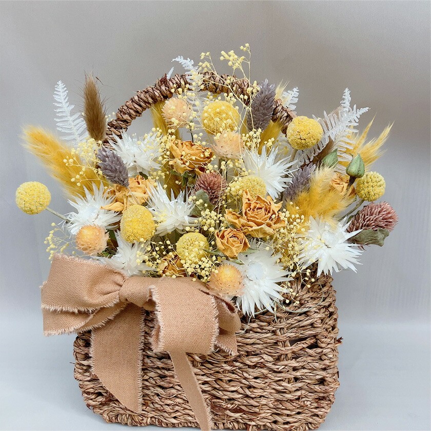 【黄・緑系】バスケットアレンジ Mサイズ