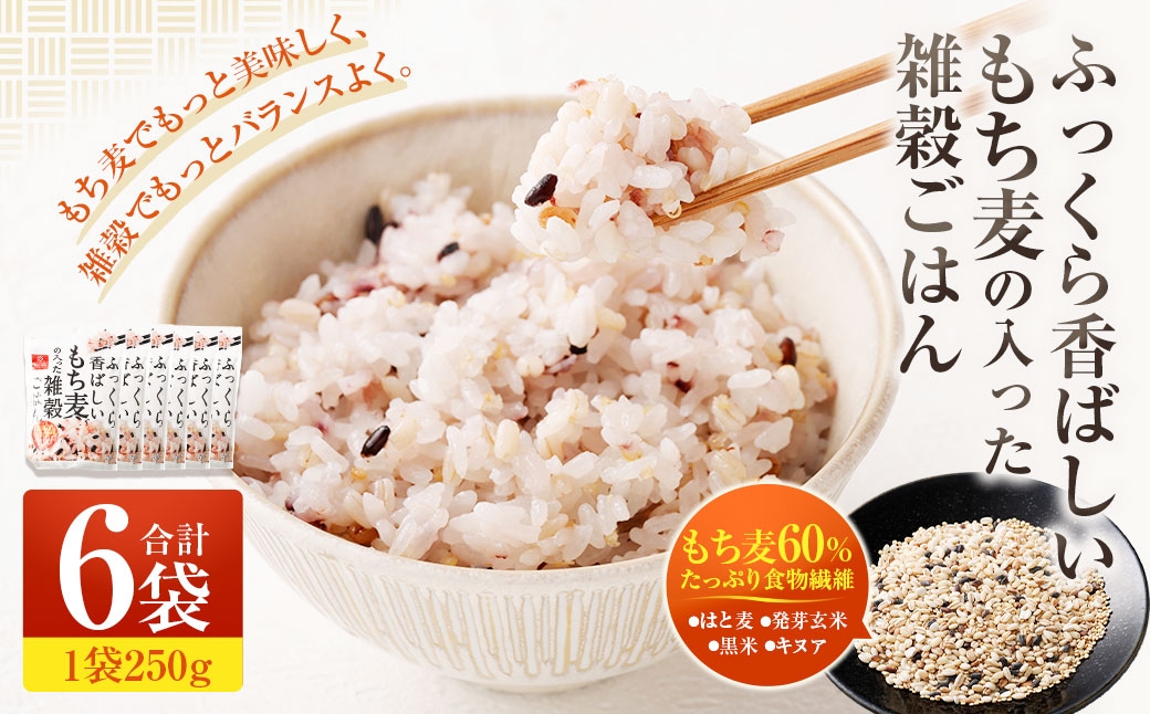 ふっくら香ばしいもち麦の入った雑穀ごはん 250g×6袋