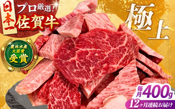 【全12回定期便】佐賀牛 焼肉 切り落とし 400g 佐賀牛 牛肉 精肉 肉 切り落とし 12回 12ヶ月 定期