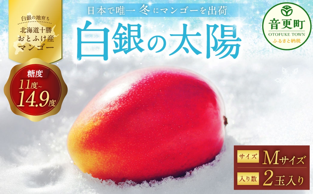 おとふけ産マンゴー 白銀の太陽 Mサイズ 2玉