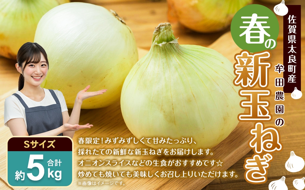 佐賀県太良町産 ～ 牟田農園の春の新玉ねぎ 5kg （ S ）