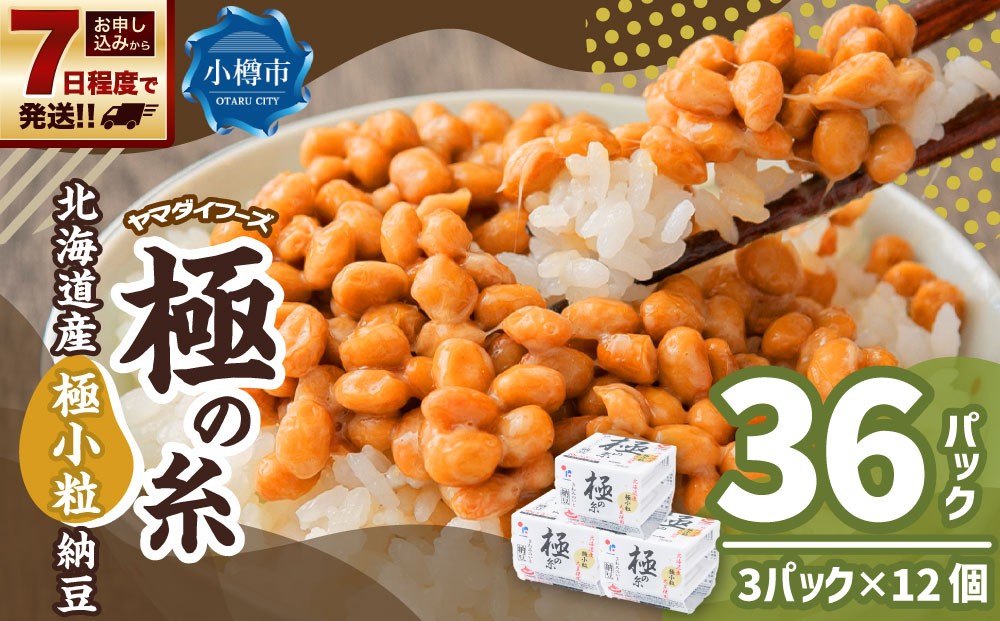 ヤマダイフーズ 極の糸 北海道産極小粒納豆 （3パック×12個）×1ケース 合計36パック