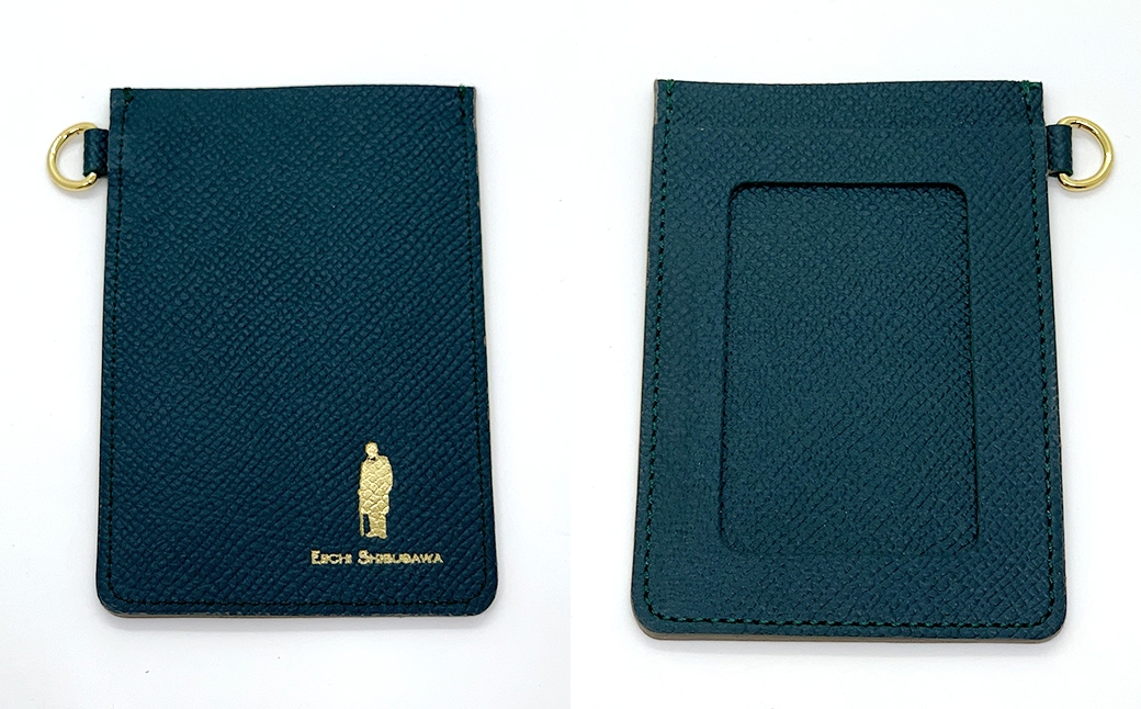 渋沢栄一翁 パスケース （ ダークグリーン ）