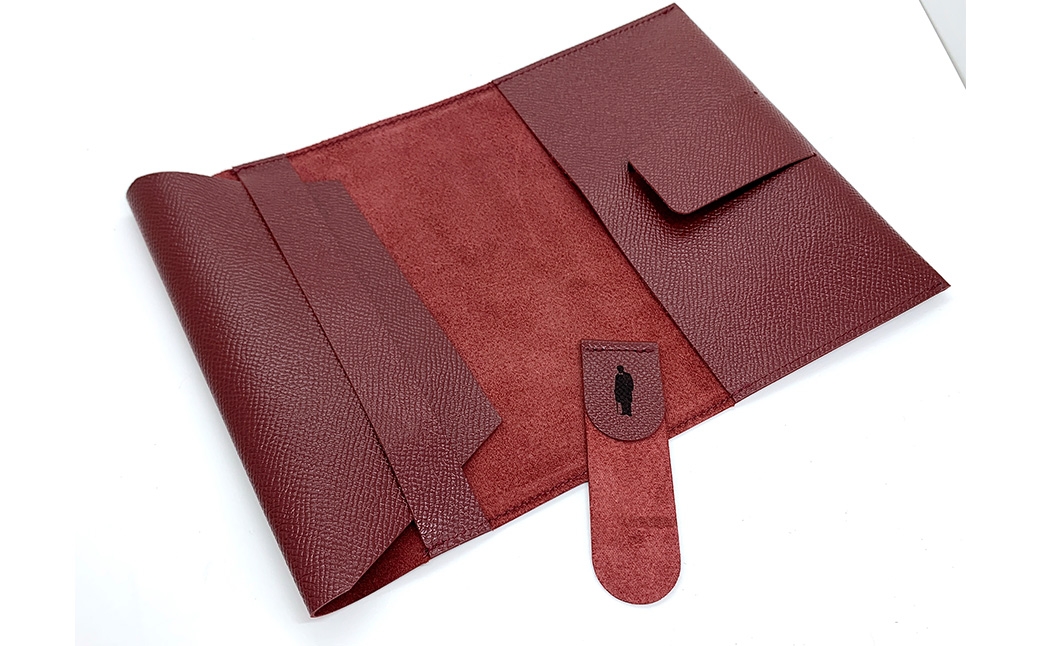 渋沢栄一翁 レザーブックカバー&しおりセット （ ワイン ）