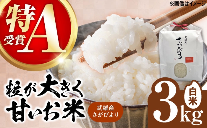 【16年連続特A評価】武雄市産 さがびより 3kg /株式会社 y's company（utsu和ya） [UDX015]