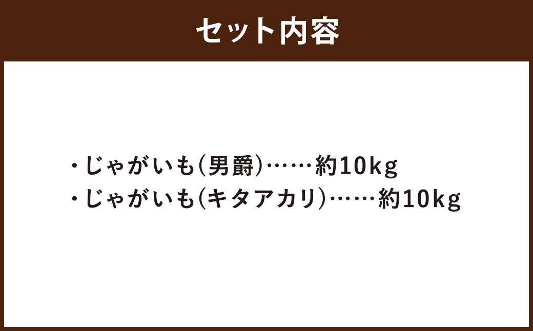 情熱じゃがいも（男爵・キタアカリ）食べ比べセット 20kg