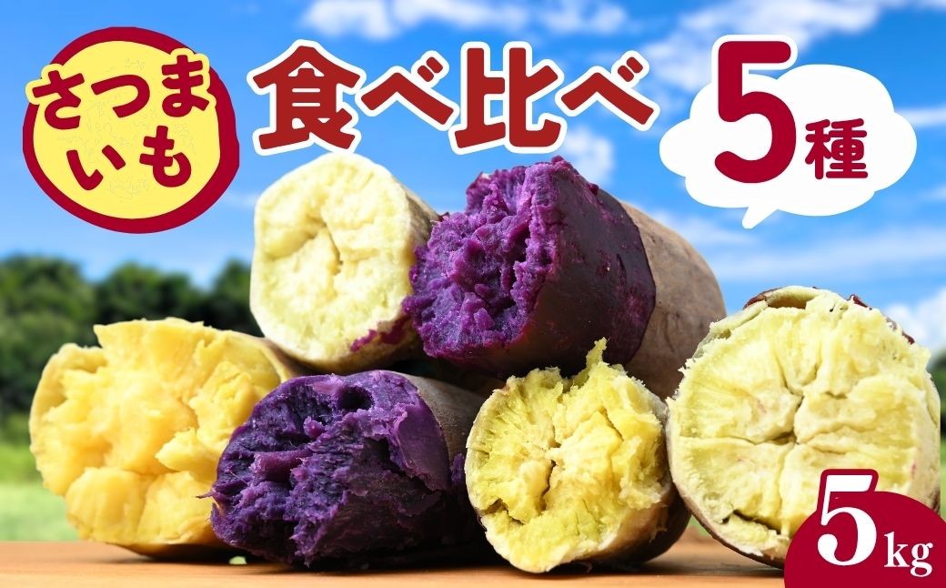 さつまいも サツマイモ さつま芋 焼き芋 食べ比べ 5kg セット ふくむらさき くりこがね ひめあやか ゆきこまち ひめあずま