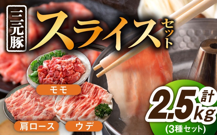 【色々な料理に大活躍！！】佐賀産 三元豚 スライス 3種セット 計2.5kg /宮地ハム [UBM005] 豚肉 豚 肉 ウデ 