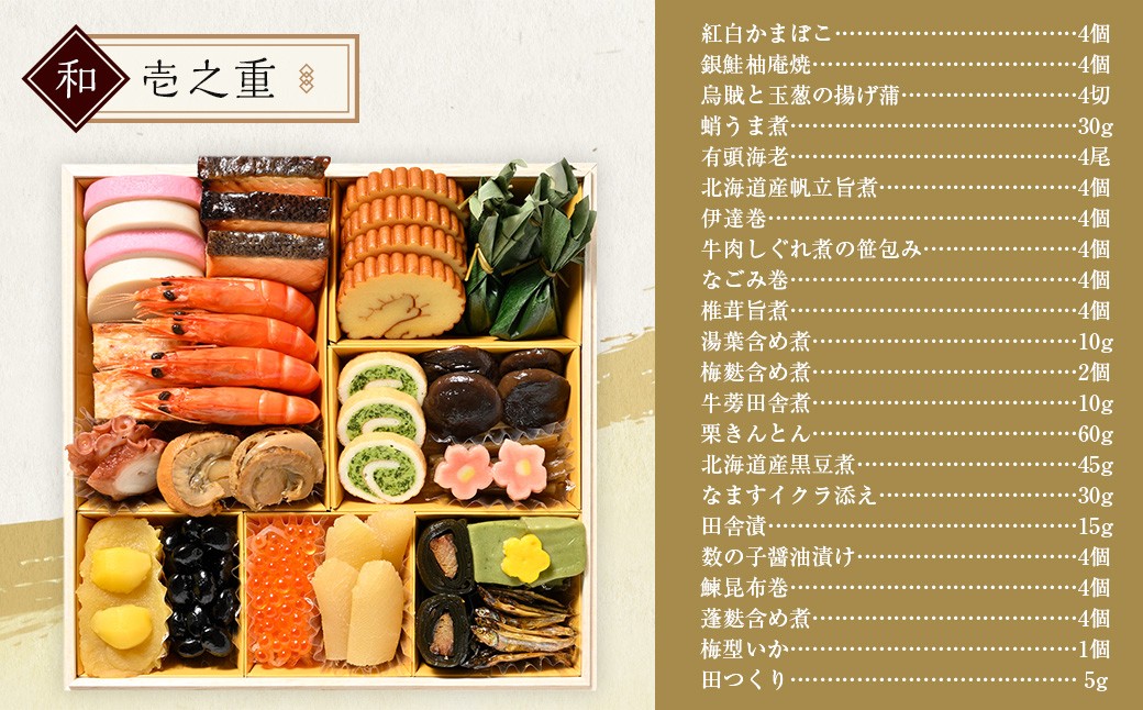 北のシェフオリジナル御節 匠 ／ 8寸三段 （4～5人前）