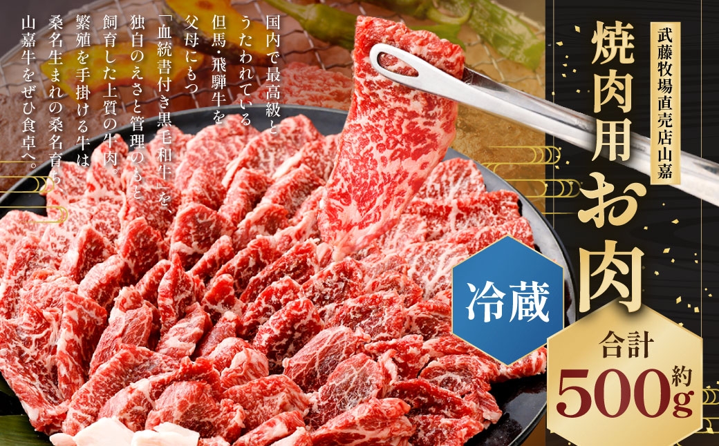 【冷蔵】武藤牧場直売店山嘉 焼肉用お肉 約500g