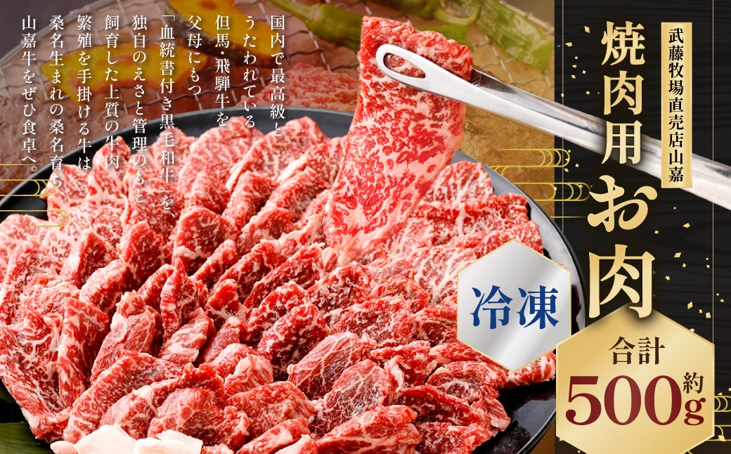 【冷凍】武藤牧場直売店山嘉 焼肉用お肉 約500g