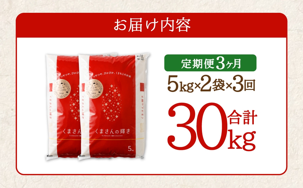 くまもとのブランド米 くまさんの輝き 10kg（5kg×2個）×全3回