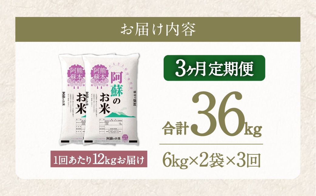  阿蘇のお米 12kg（6kg×2個）×全3回