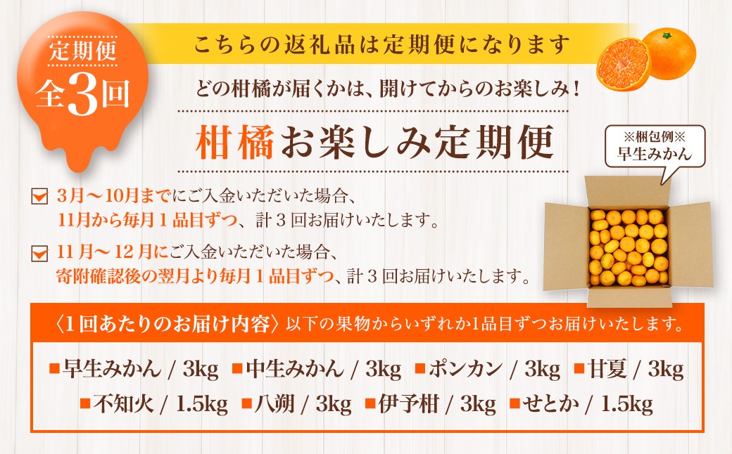 【全3回定期便】春冬限定 柑橘 お楽しみ定期便