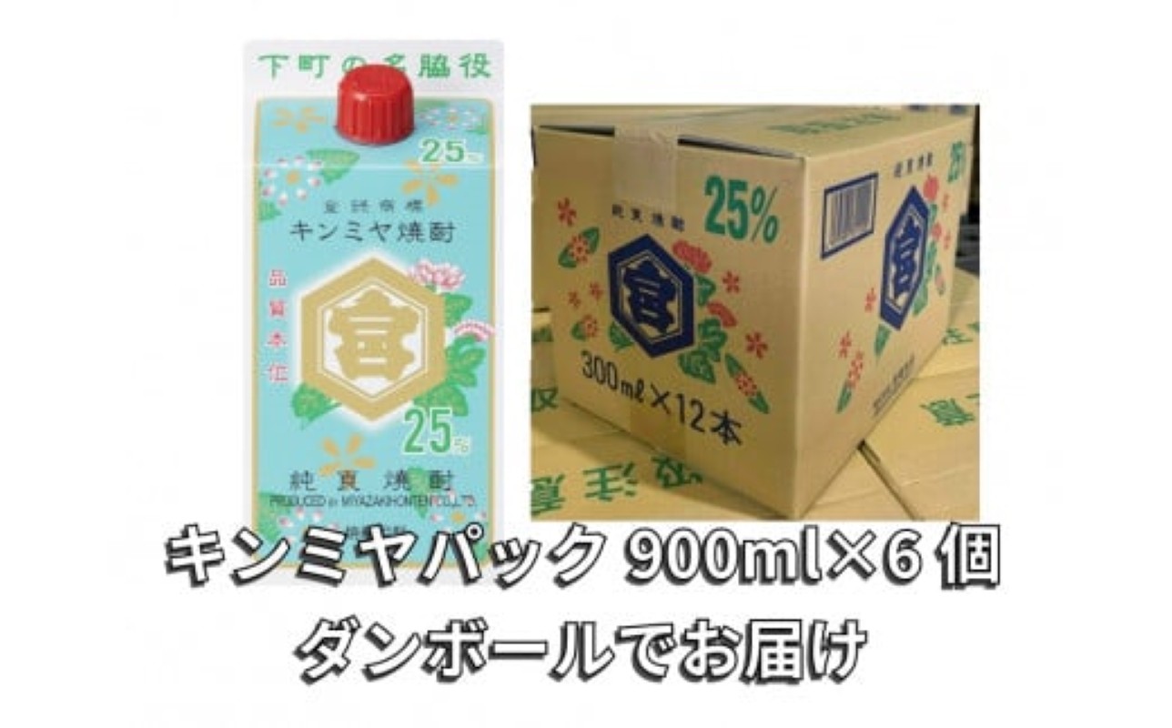 宮崎本店の本格焼酎「キンミヤ焼酎」25%紙パック6本と外箱
