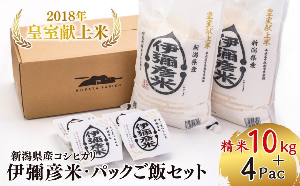 【伊彌彦米とパックごはんセット】精米5kg×2袋 パックごはん4パック