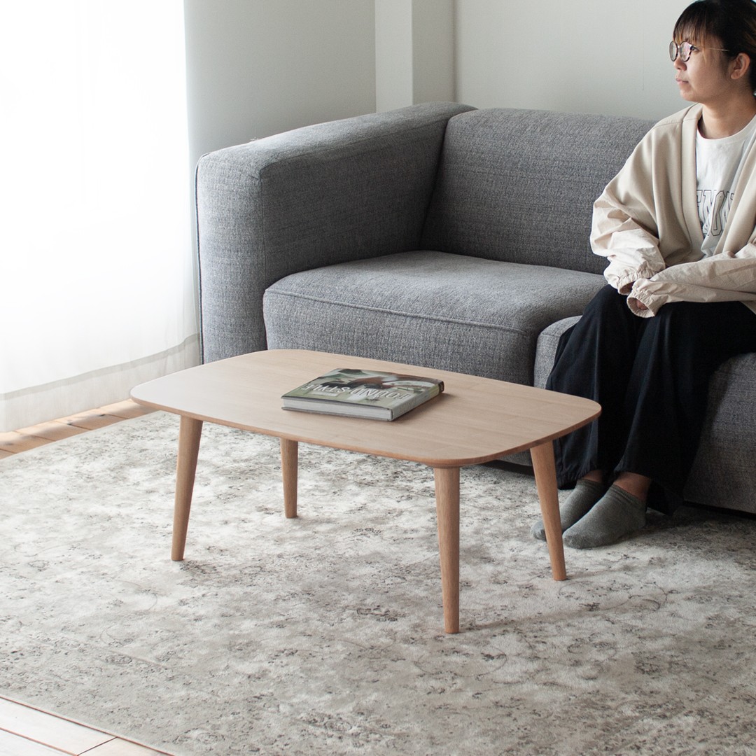 オーク材のローテーブル (2サイズ 90cm・120cm) 高さも選べます。