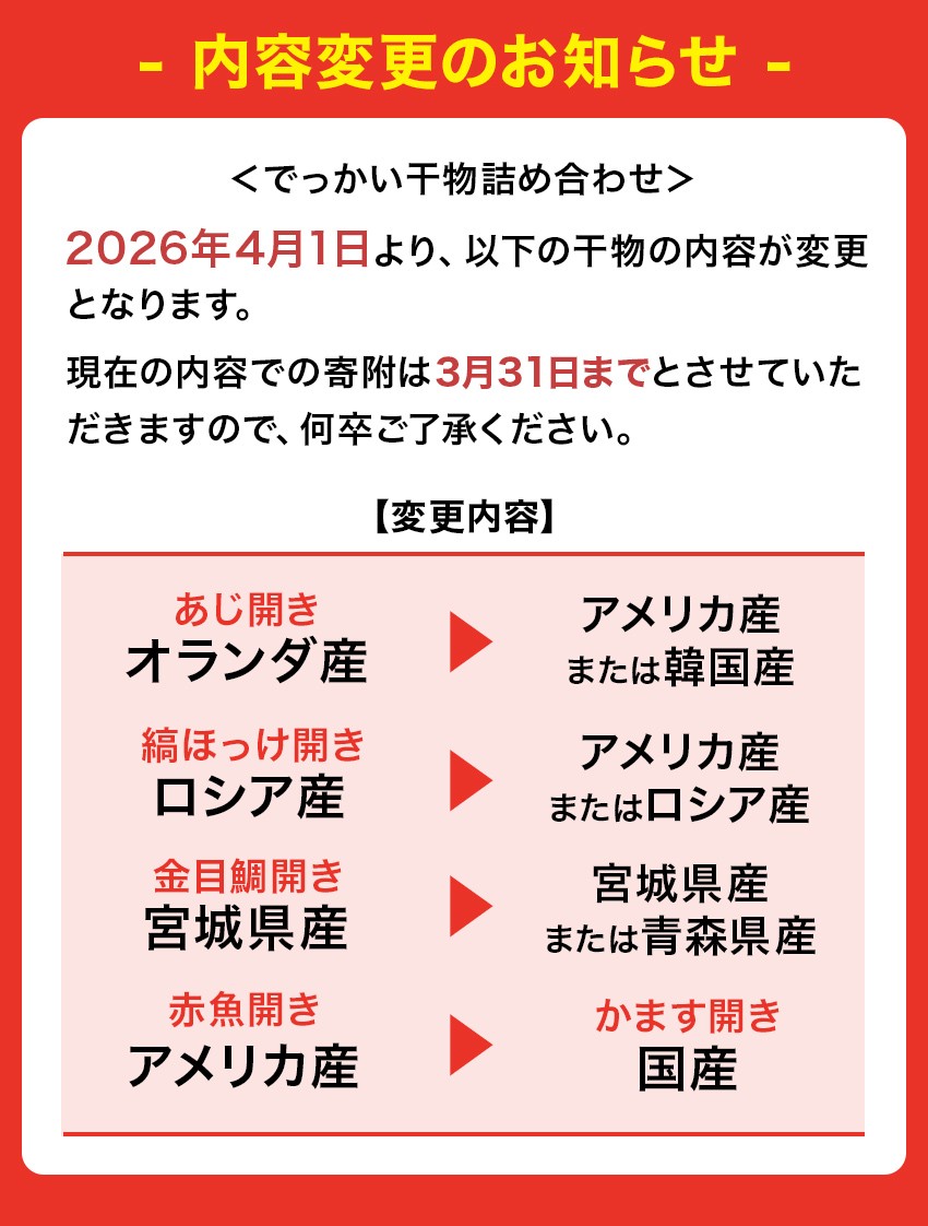 R7.6.1寄附分から、カマスから「赤魚」に変更