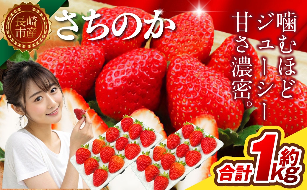 いちご 「 さちのか 」 約1kg（500g×2箱）