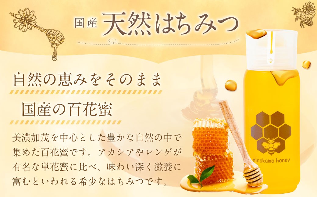 国産 無添加 純粋 100％天然 MINOKAMO HONEY はちみつ （ 200g × 3本 ） 合計 600g