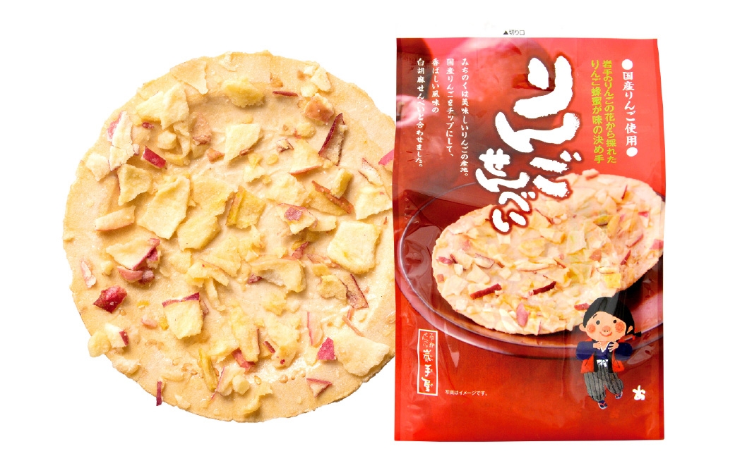 巖手屋 りんごせんべい 6枚 × 3袋