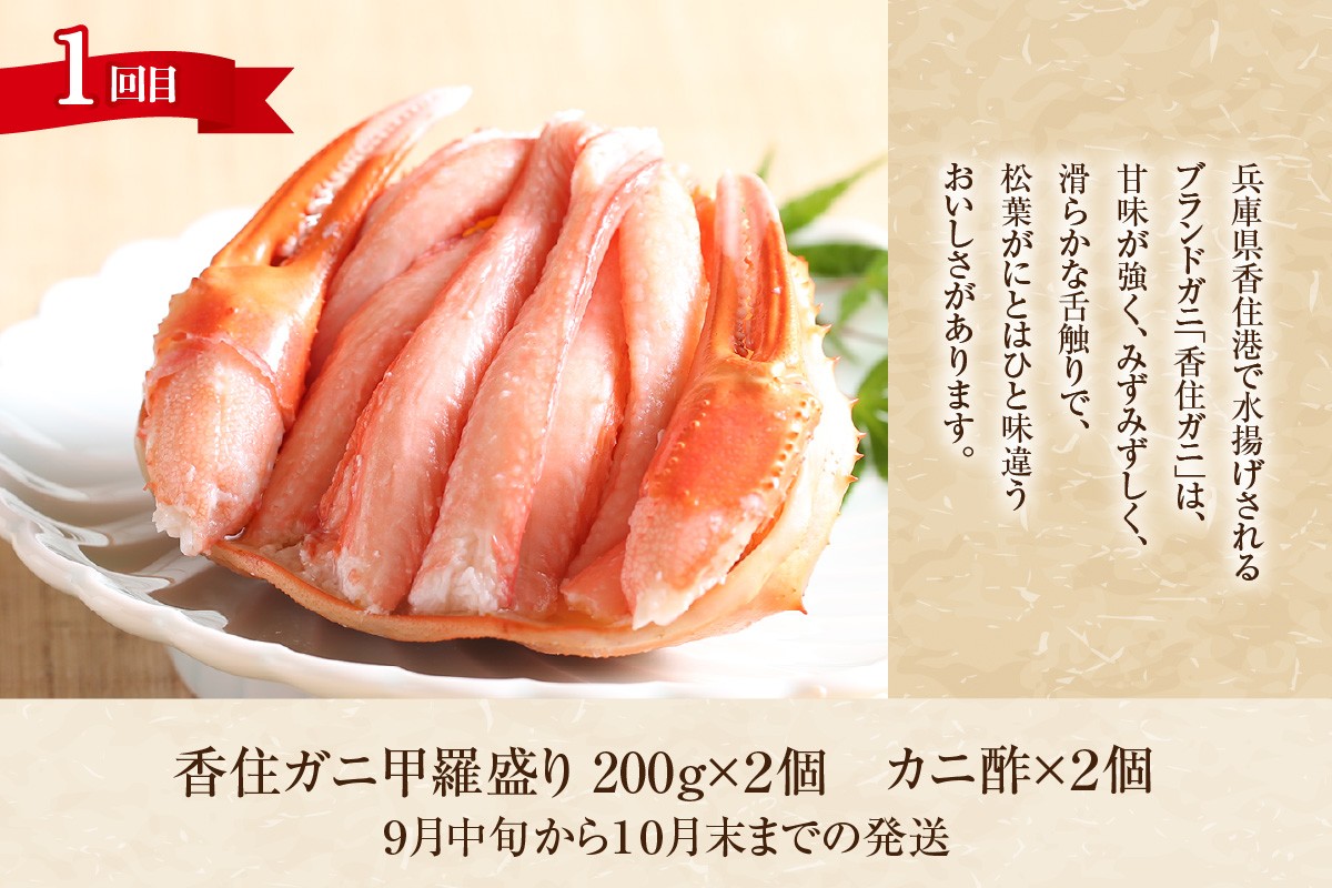 1回目は香住ガニの甲羅盛りです。