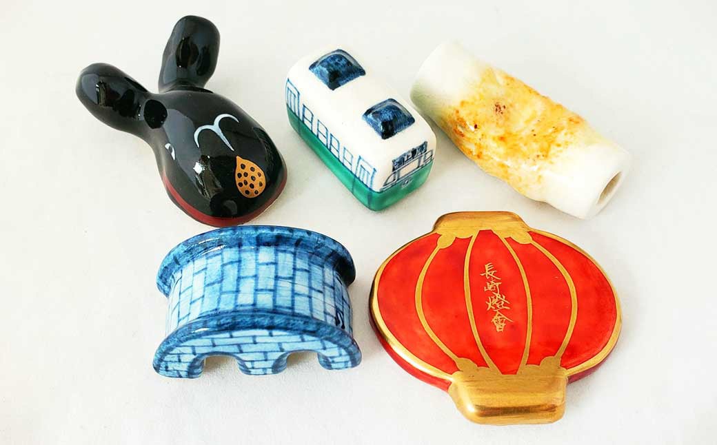 長崎 箸置き 5個セット (路面電車・眼鏡橋・くじら・ランタン・ちくわ) ／ 食器 セット お箸 箸おき キッチン 日用品 