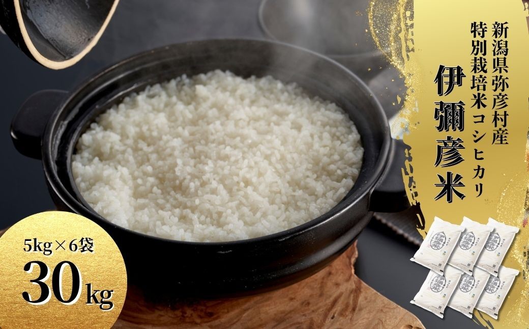 米 30kg 新潟 コシヒカリ 令和7年産 特別栽培米 伊彌彦米 30kg(5kg×6袋) 